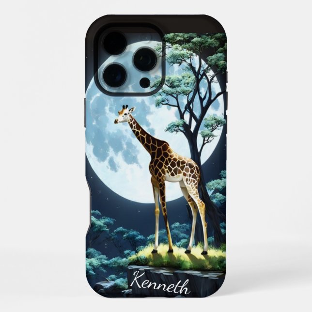 Giraffe Under The Full Moon iPhone Case (Back)