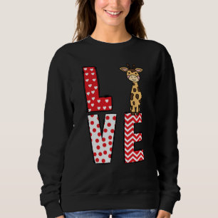 Giraffe Valentines Day Love Valentine Cute Hearts Sweatshirt