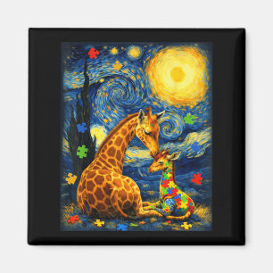 Giraffe Van Gogh Animals Autism Awareness Matching Magnet