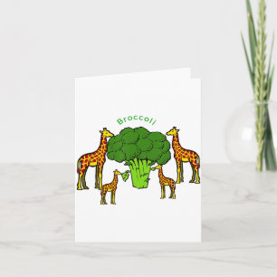 Giraffe Vegetarian Family Eating Broccoli T Shirt Card