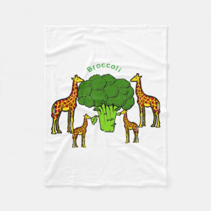 Giraffe Vegetarian Family Eating Broccoli T Shirt Fleece Blanket