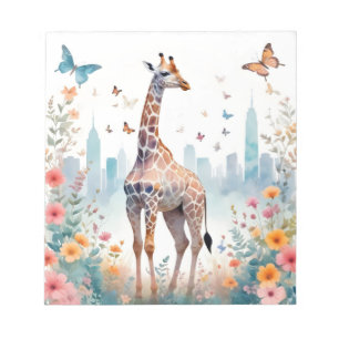 Giraffe Vintage Animal Nature Environment City Art Notepad