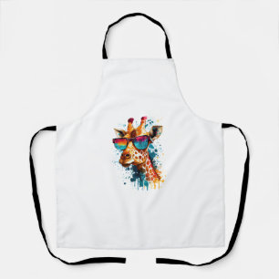 Giraffe Vintage Sunglasses Funny African Animal Lo Apron