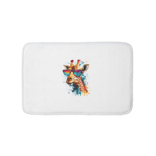 Giraffe Vintage Sunglasses Funny African Animal Lo Bath Mat