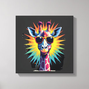 Giraffe Vintage Sunglasses Funny African Animal Lo Canvas Print