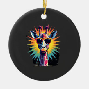 Giraffe Vintage Sunglasses Funny African Animal Lo Ceramic Tree Decoration