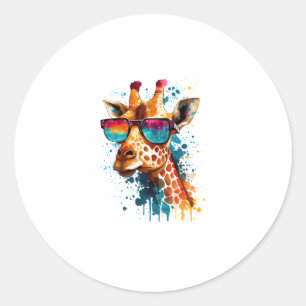 Giraffe Vintage Sunglasses Funny African Animal Lo Classic Round Sticker