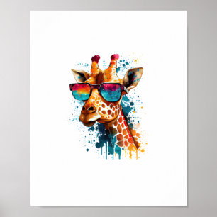 Giraffe Vintage Sunglasses Funny African Animal Lo Poster
