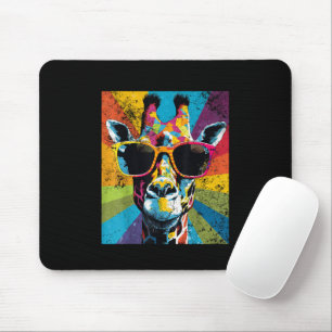 Giraffe Vintage Sunglasses Funny African Animal Mouse Pad