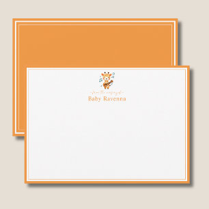 Giraffe Warm Apricot Border Nursery New Baby  Card