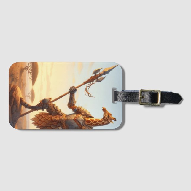 Giraffe warrior luggage tag (Front Horizontal)