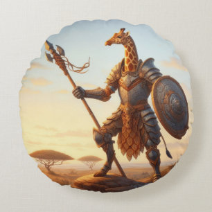 Giraffe warrior round cushion