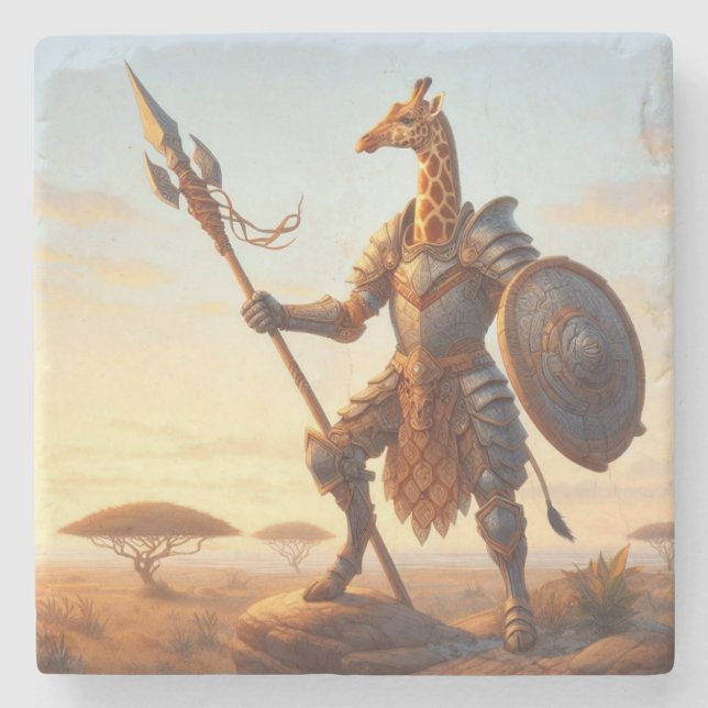 Giraffe warrior stone coaster (Front)