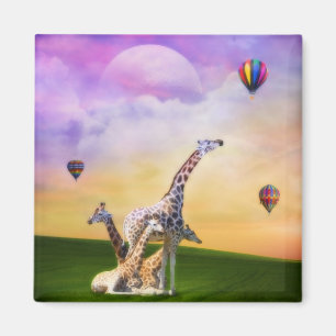 Giraffe Watching Balloons Magnet