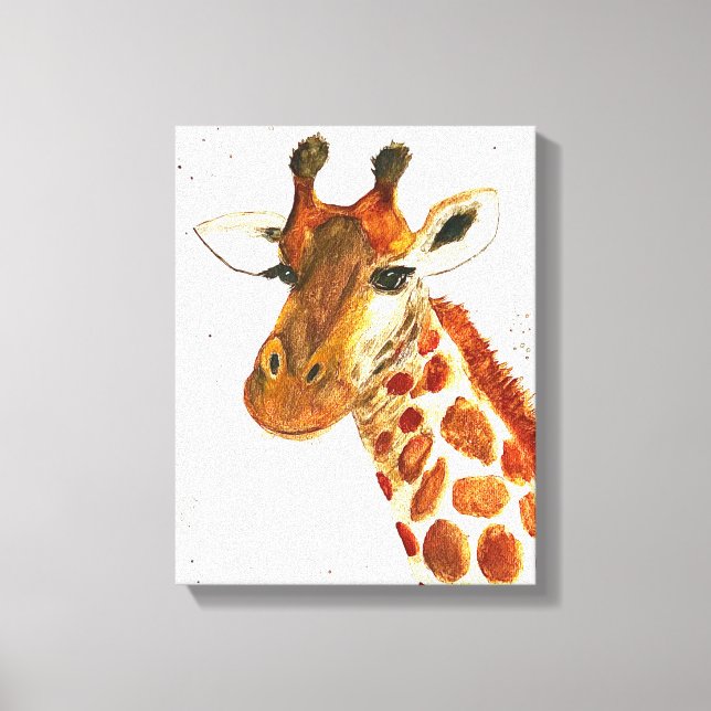 Giraffe watercolor animals Safari African Jungle Canvas Print (Front)