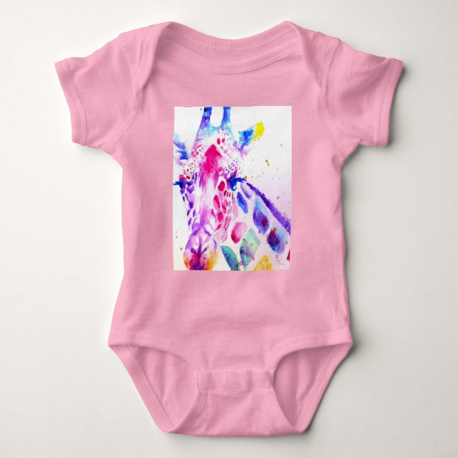 Giraffe Watercolor Babies Purple Gifts Lavender Baby Bodysuit (Front)