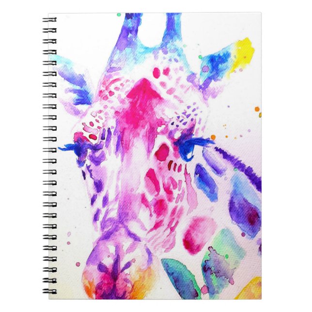 Giraffe Watercolor Babies Purple Gifts Lavender Notebook (Front)