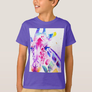 Giraffe Watercolor Boys Purple Gifts T-Shirt