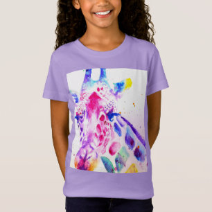 Giraffe Watercolor Girls Purple Gifts Lavender T-Shirt