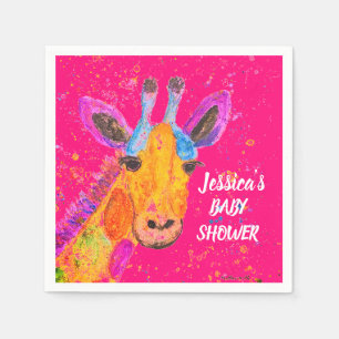 Giraffe Watercolor Safari Jungle Cute Baby Shower Napkin