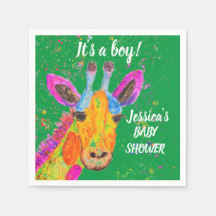 Giraffe Watercolor Safari Jungle Cute Baby Shower Napkin