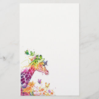 Giraffe watercolor stationery