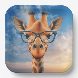 Giraffe Wearing Eyeglasses Paper Plate