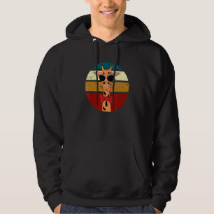 Giraffe Wearing Funny Glasses In Sunset Hoodie