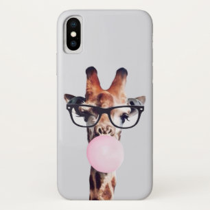 Giraffe Wearing Glasses blowing pink bubble gum Case-Mate iPhone Case