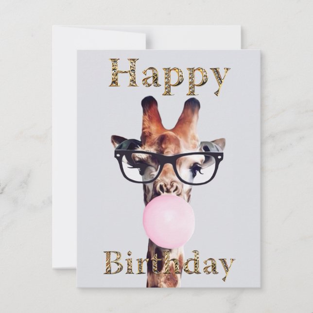 Giraffe Wearing Glasses Happy Birthday (Front)