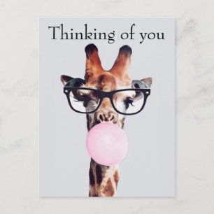 Giraffe Wearing Glasses Thinking of you Postcard