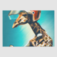 Giraffe Wearing Helmet on Motorcycle Modern AI Art