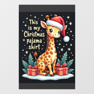 Giraffe Wearing Santa Hat Matching Christmas Pajam