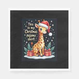 Giraffe Wearing Santa Hat Matching Christmas Pajam Napkin
