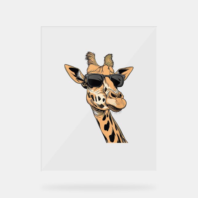 Giraffe Wearing Sunglasses  Acrylic Sign (Front)