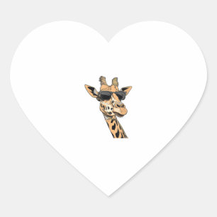 Giraffe Wearing Sunglasses Heart Sticker