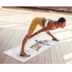 Giraffe wearing winter hat customisable  yoga mat