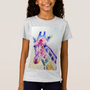 Giraffe Whimsical Watercolor gray Girls T Shirt