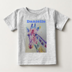 Giraffe Whimsical Watercolor grey Babies T Shirt