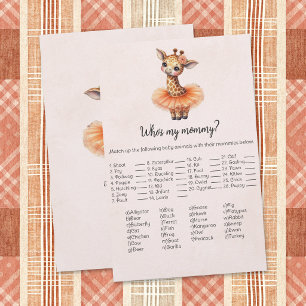 Giraffe Who's My Mummy Baby Shower Game Card