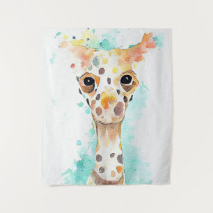 Giraffe Wild Animal Nature Watercolor Art Painting Tapestry