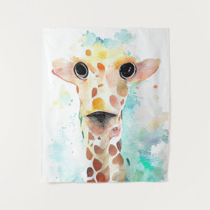 Giraffe Wild Animal Nature Watercolor Art Painting Tapestry