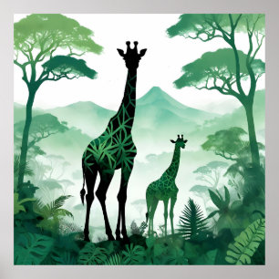 Giraffe Wildlife Animal Nature Environment Forest Poster