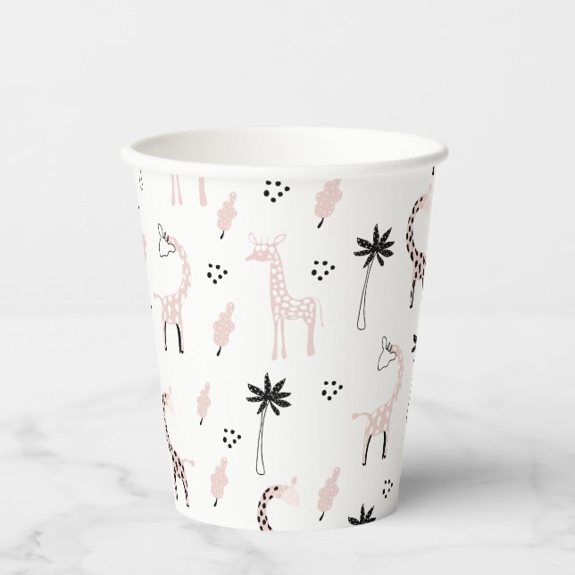 Giraffe wildlife safari animal pattern paper cups (Front)