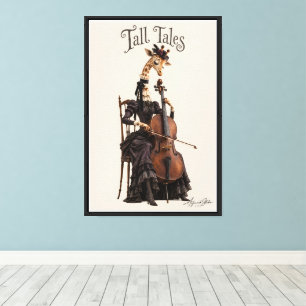 Giraffe with a Cello Canvas Print