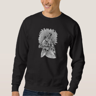 Giraffe With A Flower And Leaves Spots Tallest Ani Sweatshirt