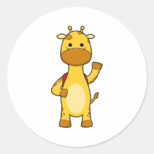 Giraffe with Backpack Classic Round Sticker