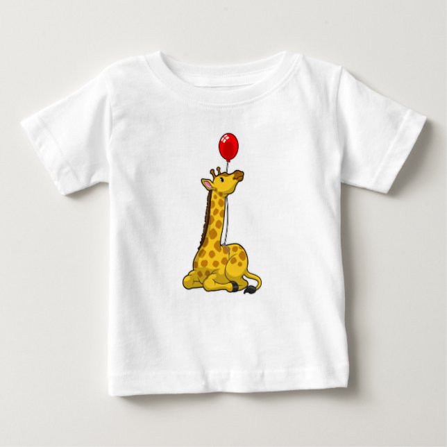 Giraffe with Balloon Baby T-Shirt (Front)
