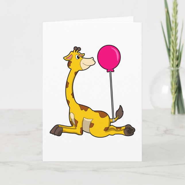 Giraffe with Balloon Card (Front)