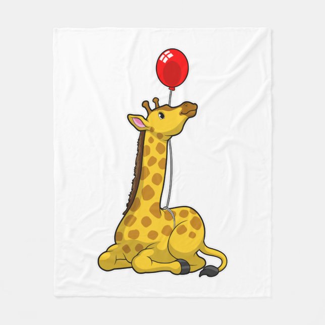Giraffe with Balloon Fleece Blanket (Front)